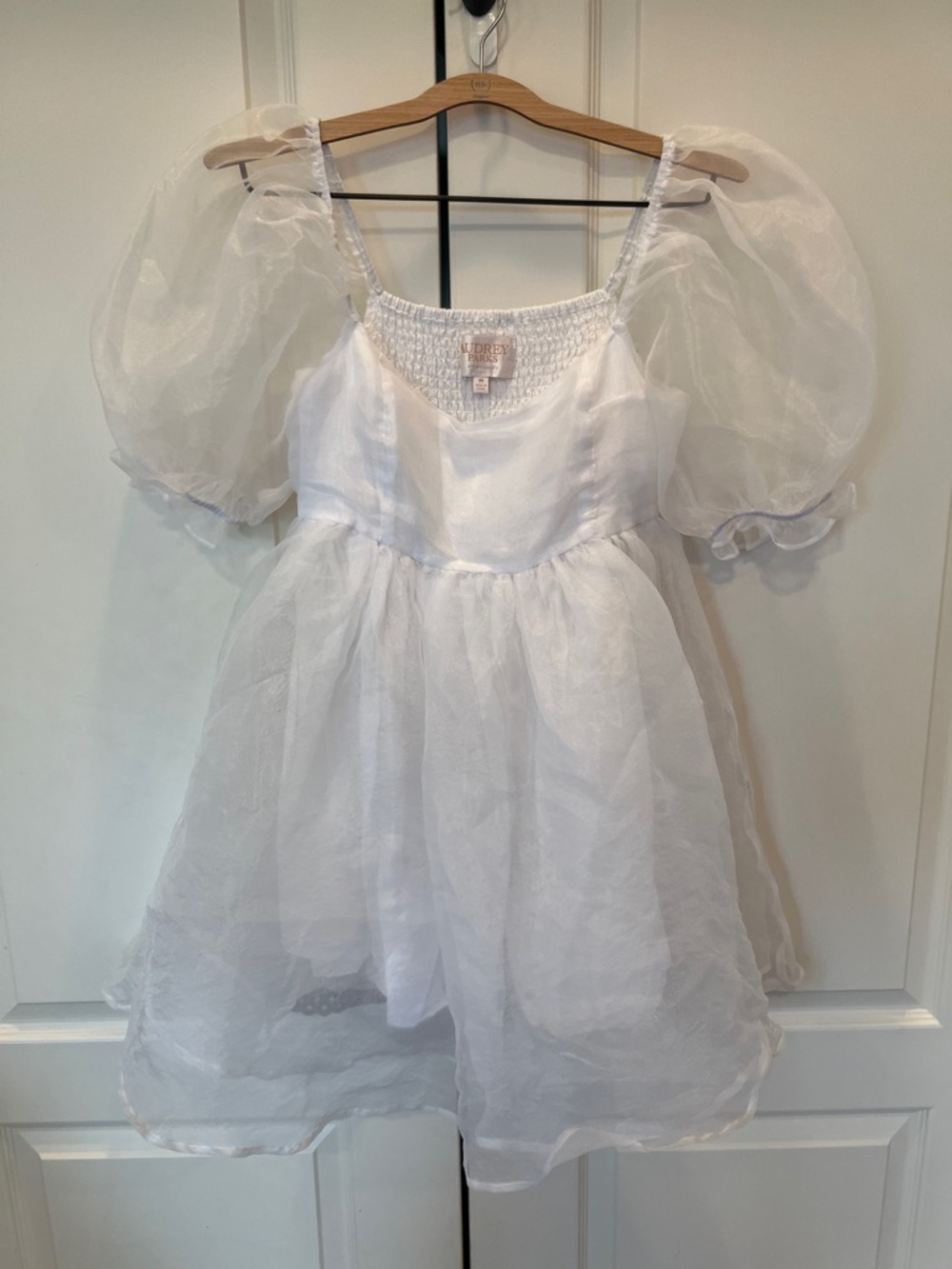 Francesca's Collections White Mini Dress with Puff Sleeves